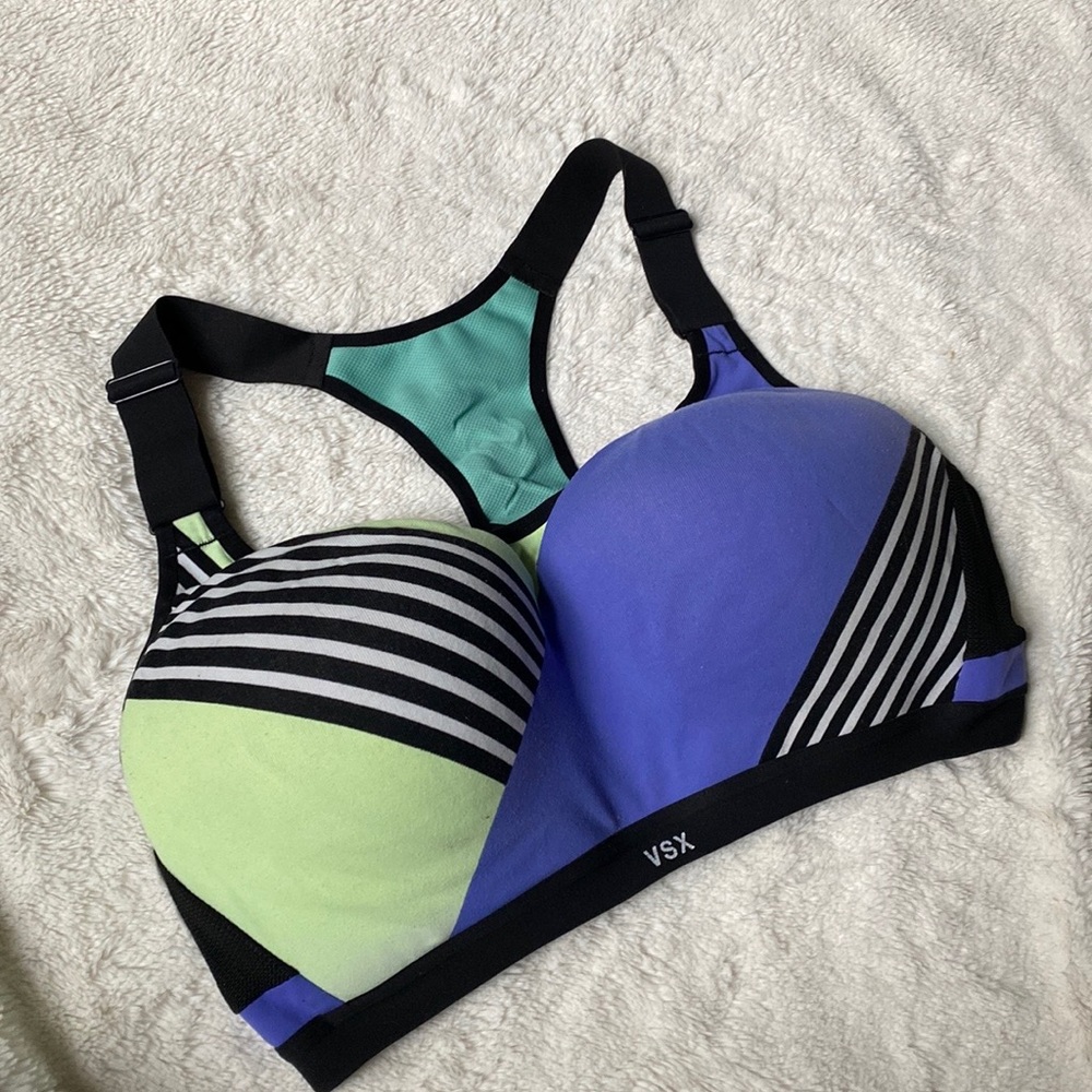 VSX Victorias Secret 36DD Sports Bra Incredible blue green  Underwire Padded